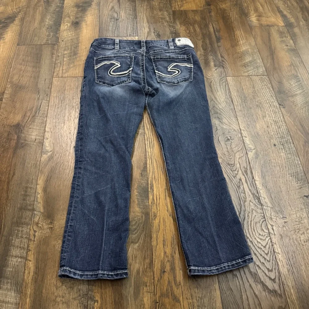 Silver Jeans Co Suki Capri Dark Wash Embroidered Denim Jeans W30 Western - Picture 11 of 11